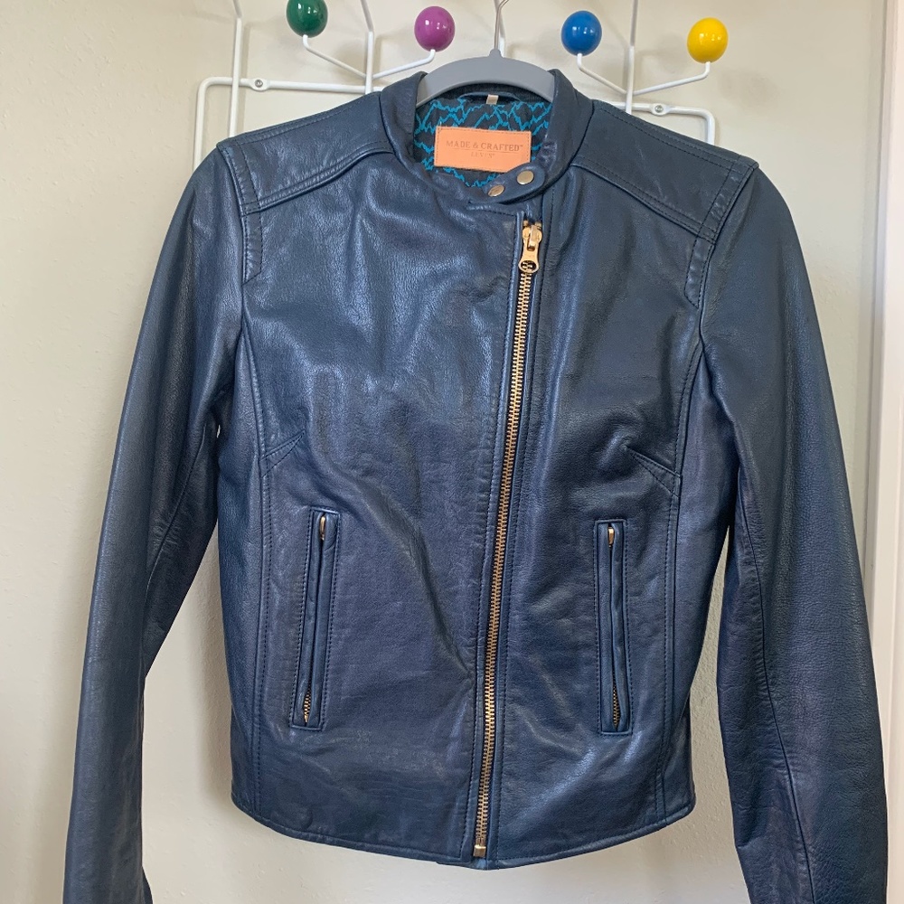 Levi’s Made & Crafted Moto Leather Jacket NAVY